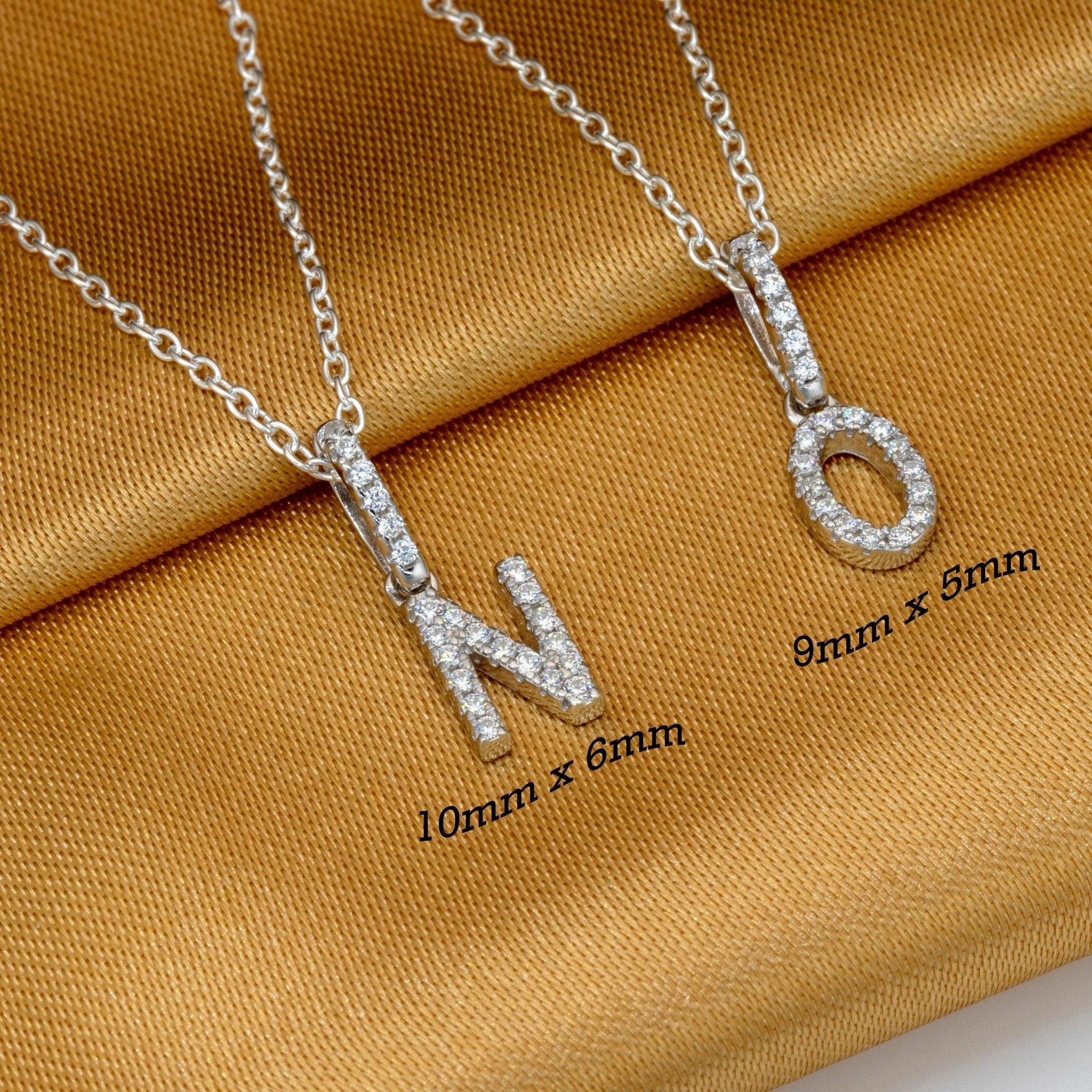 925 Sterling Silver Cubic Zirconia CZ Initial letter Pendant Necklace Personalised Ladies Girls Gift Jewellery