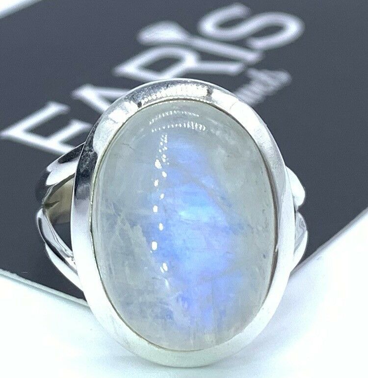 925 Sterling Silver Ladies Moonstone Oval Cut Ring Gemstone Jewellery Gift