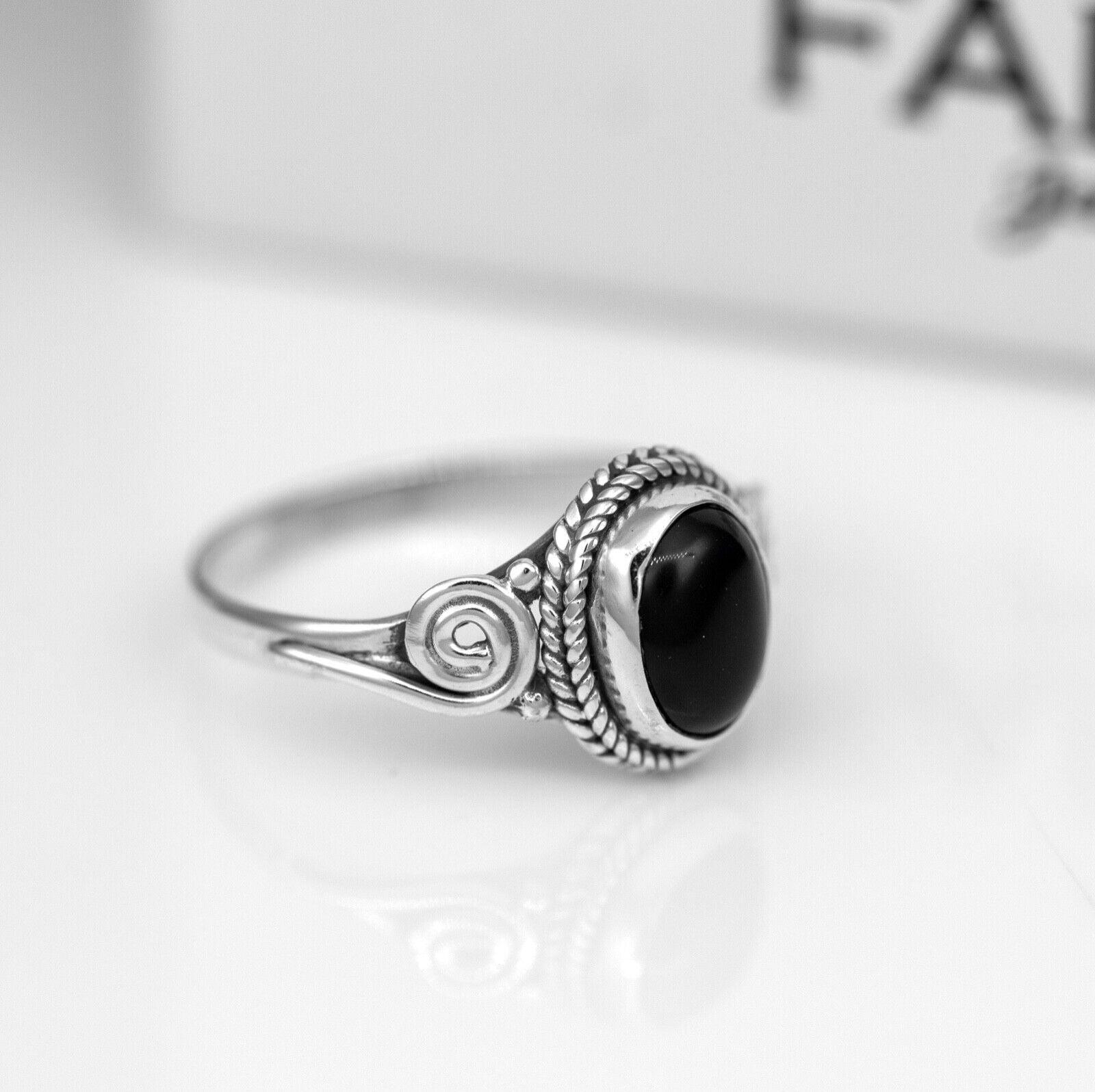925 Sterling Silver Ladies Oval Cut Black Onyx Ring Gemstone Jewellery Gift