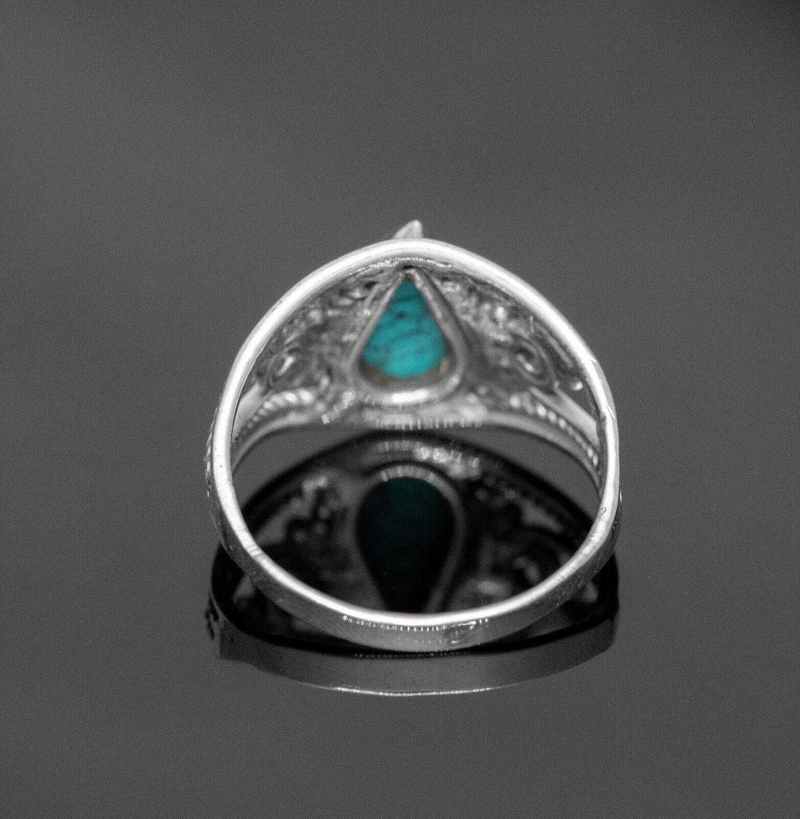 925 Sterling Silver Ladies Turquoise Pear Gemstone Ring Gift Boxed Jewellery