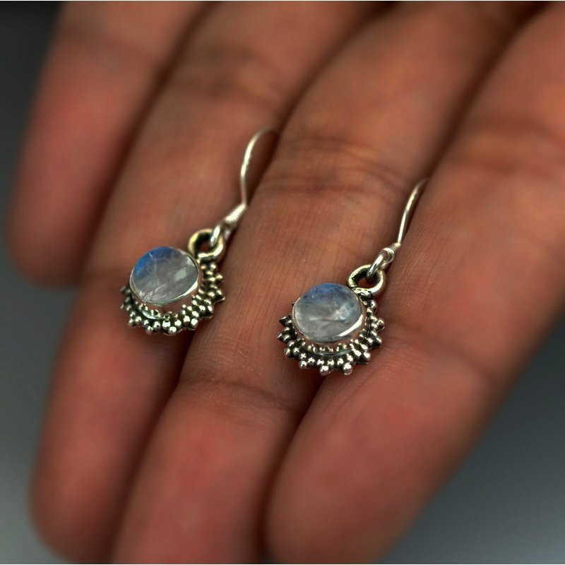 925 Sterling Silver Moonstone Designer Drop Dangle Earrings Gemstone Jewellery