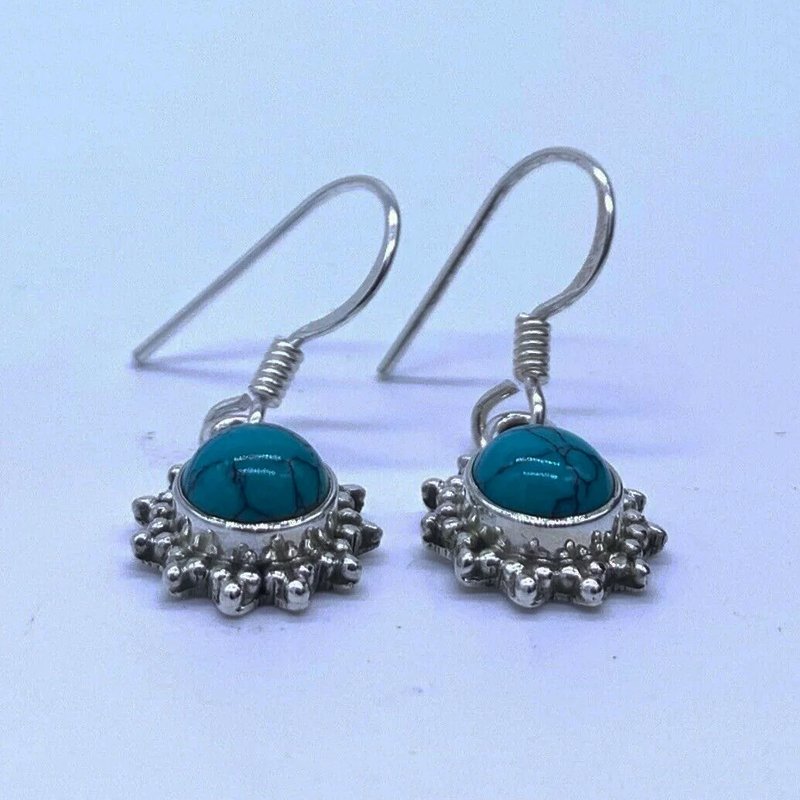 925 Sterling Silver Turquoise Designer Drop Dangle Earrings Gemstone Jewellery