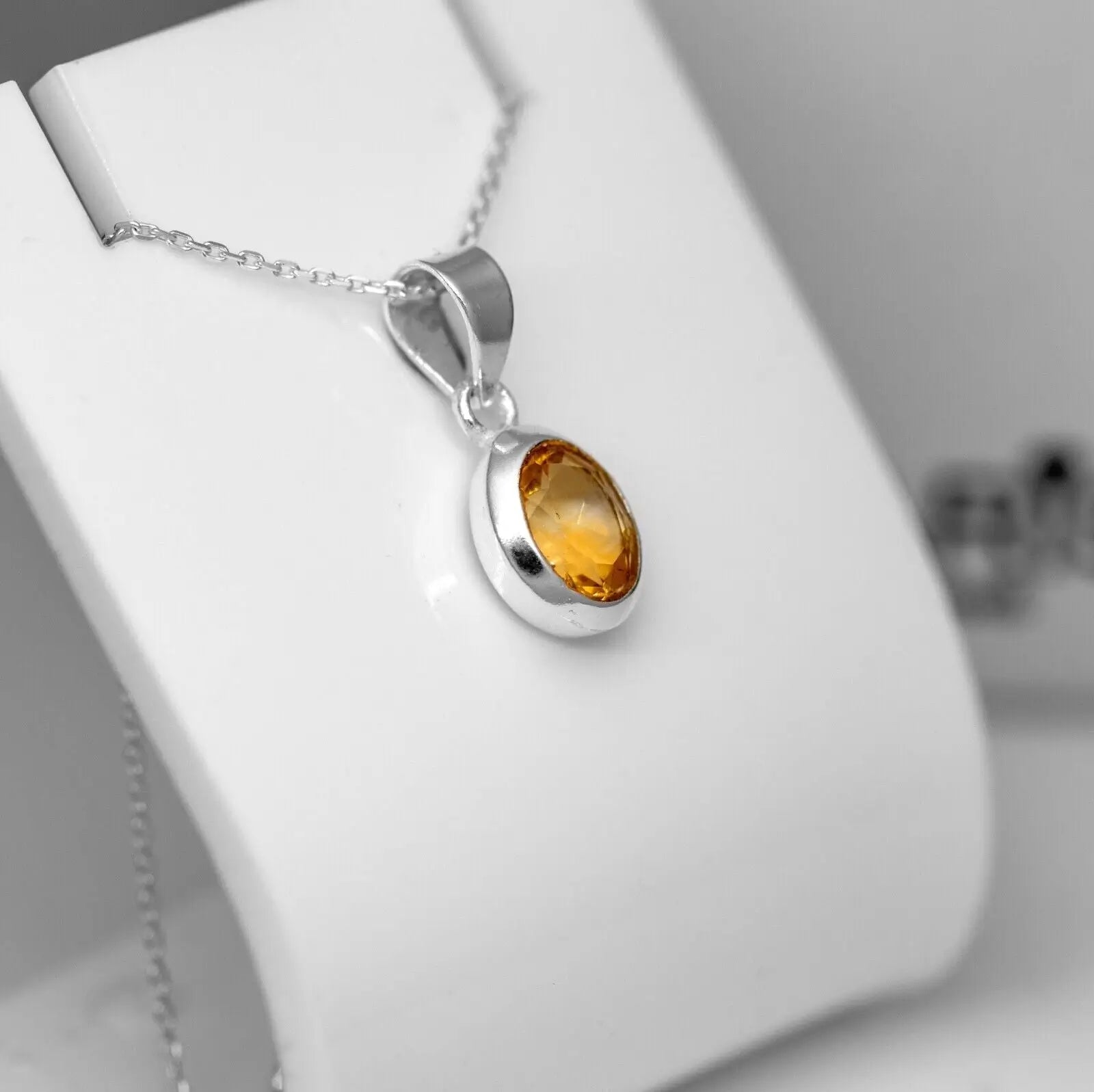 Orange Citrine Gemstone Sterling Silver Pendant Necklace Ladies Jewellery