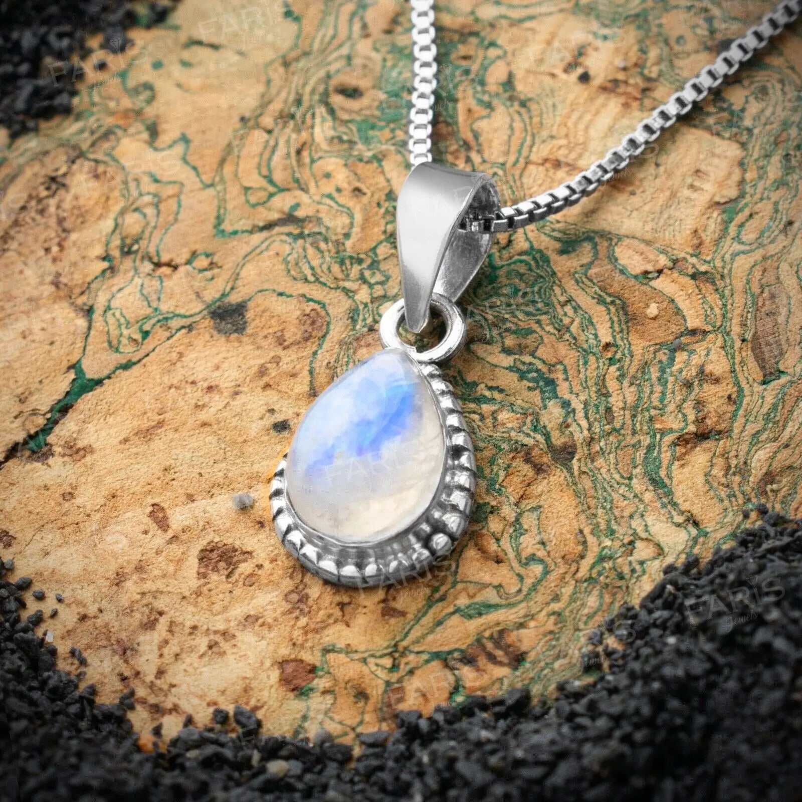 Sterling Silver Pear Cut Beautiful Moonstone Gemstone Pendant Necklace Ladies Jewellery