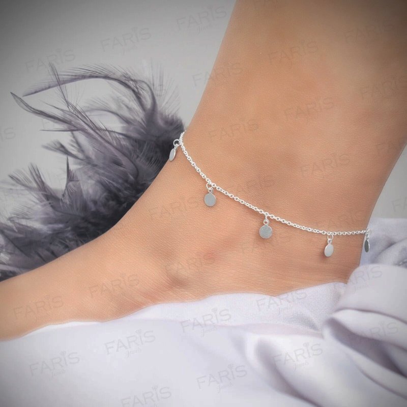 Adjustable Solid 925 Sterling Silver Round Charm Anklet Ladies Jewelle Faris Jewels