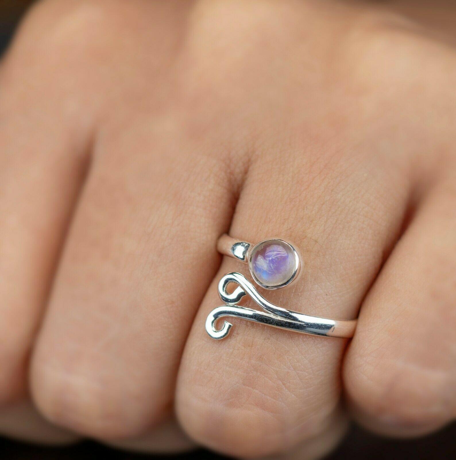 Adjustable Sterling Silver Ladies Moonstone Turquoise Amethyst Labradorite Ring Boxed Gift Jewellery