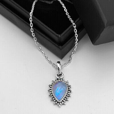 Beautiful Moonstone Pear Cut Sterling Silver 925 Pendant Necklace Jewellery Gift