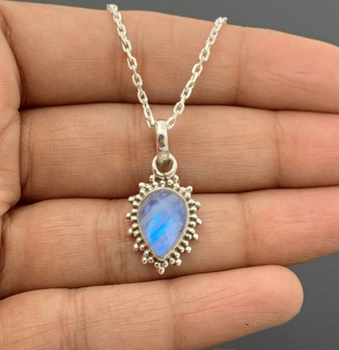 Beautiful Moonstone Pear Cut Sterling Silver 925 Pendant Necklace Jewellery Gift