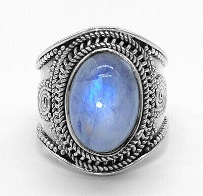 Big Moonstone 925 Sterling Silver Ladies Oval Gemstone Ring Jewellery Gift