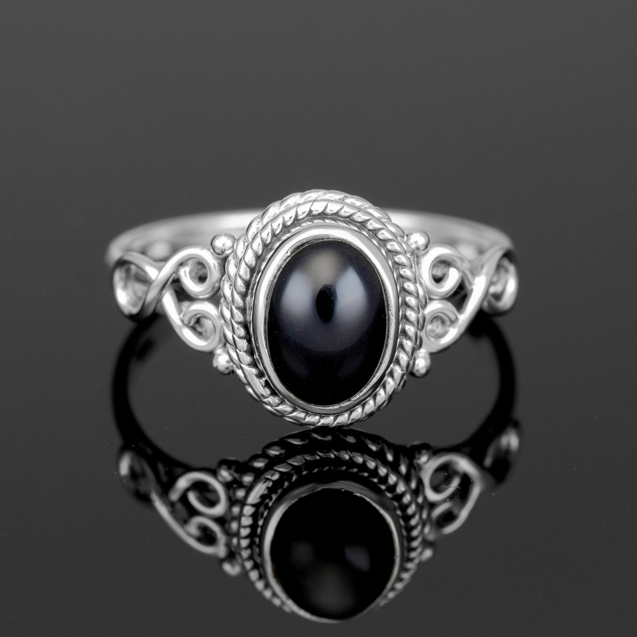 Black Onyx 925 Sterling Silver Ring Designer Jewellery Oval Gemstone Gift Box Handmade Jewelry