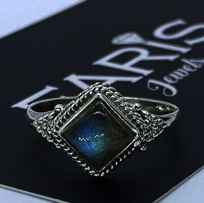 Designer 925 Stamped Sterling Silver Ladies Labradorite Ring Gemstone Jewellery