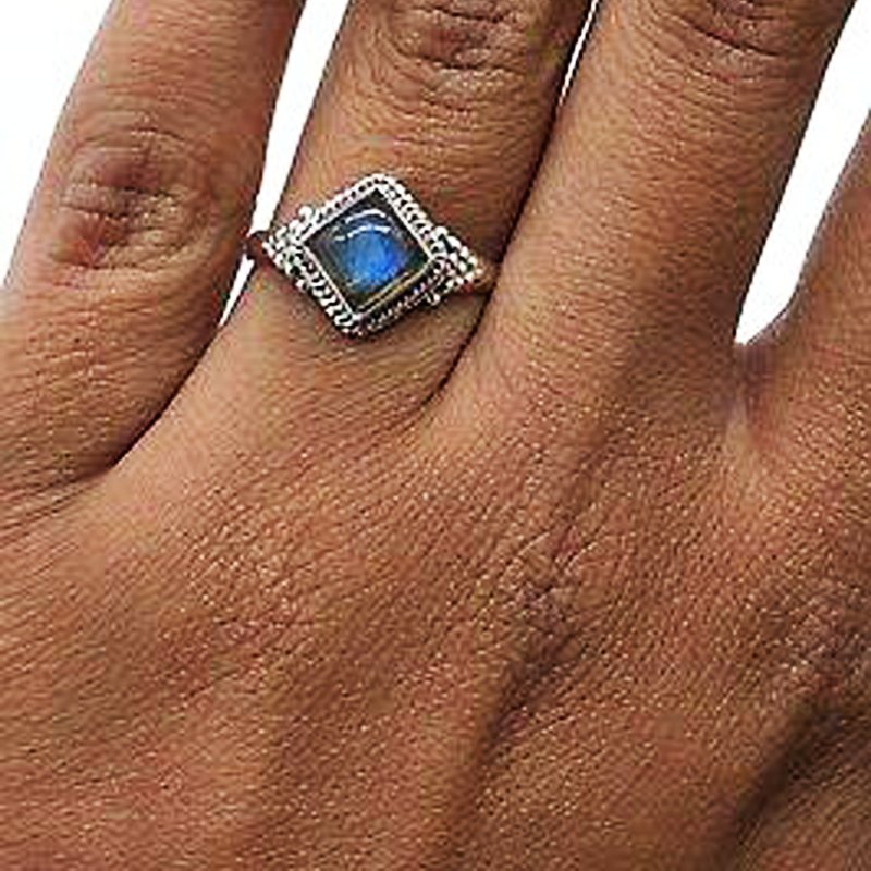 Designer 925 Stamped Sterling Silver Ladies Labradorite Ring Gemstone Jewellery