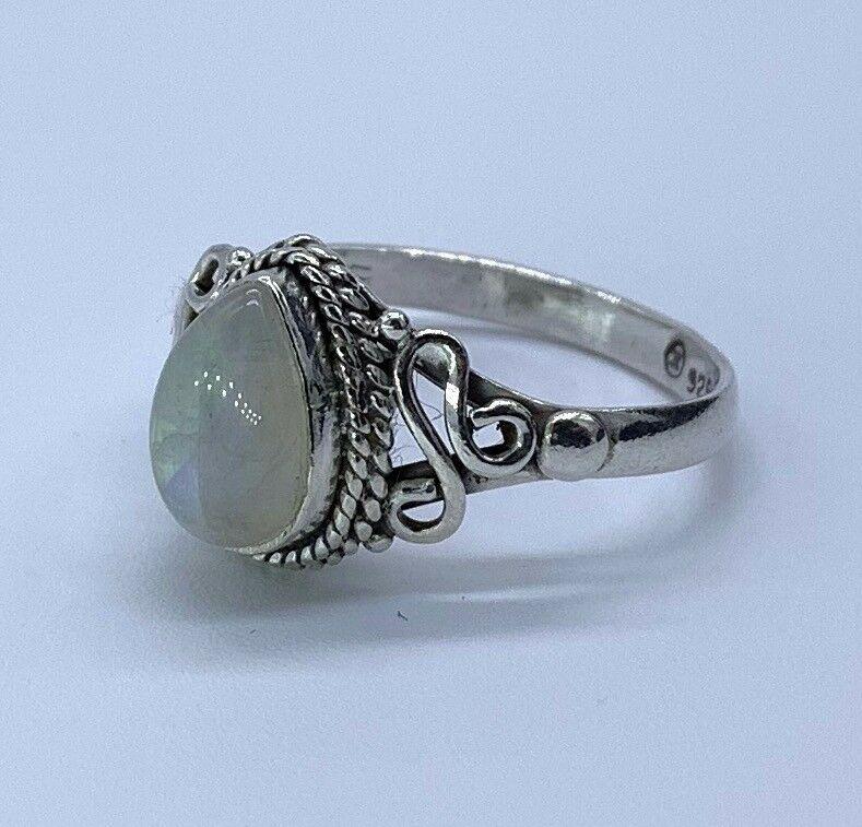 Designer 925 Sterling Silver Ladies Moonstone Pear Cut Gemstone Ring Ideal Gift