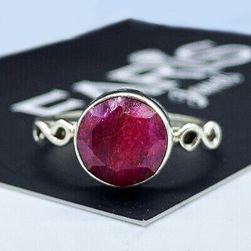 Designer 925 Sterling Silver Ladies Round Ruby Ring Red Gemstone Jewellery Gift
