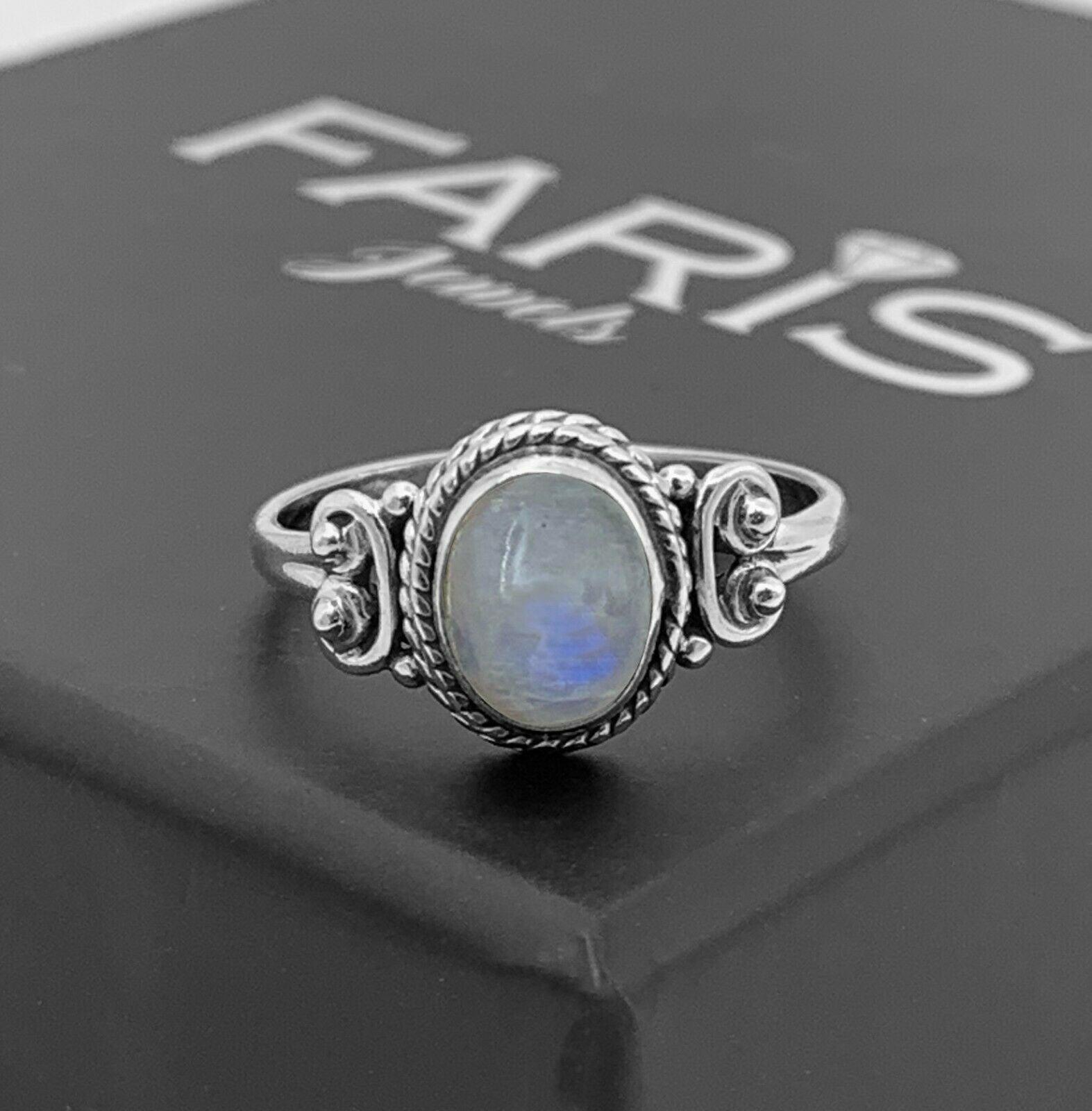 Designer Gemstone 925 Sterling Silver Ladies Moonstone Ring Jewellery