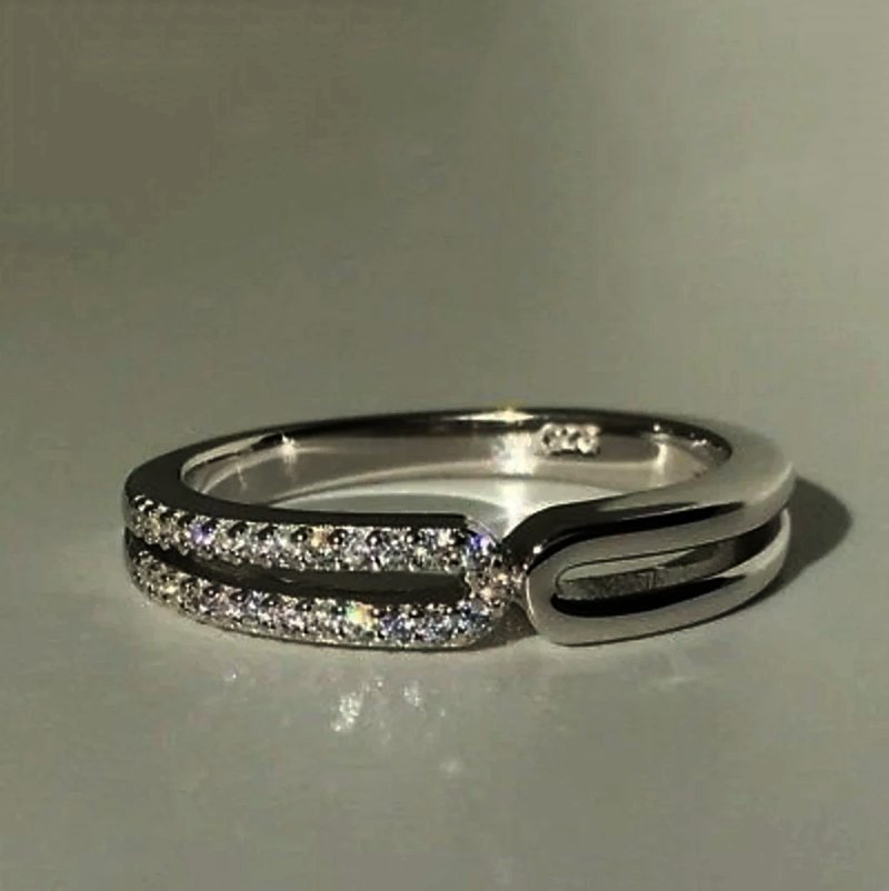 Elegant Designer Cubic Zirconia CZ 925 Sterling Silver Ladies Stacking Ring