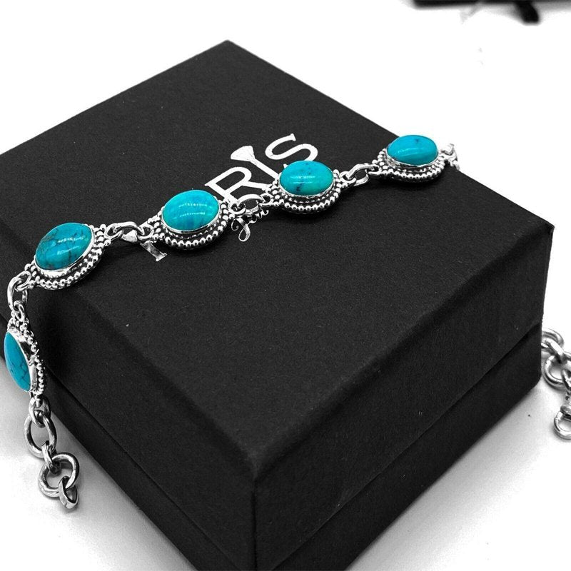 Genuine Designer Sterling Silver 925 Ladies Turquoise Bracelet Bangle Gemstone