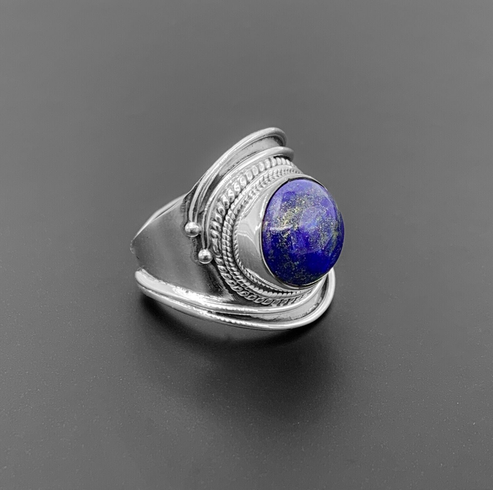 Lapis Lazuli Gemstone 925 Stamped Sterling Silver Ladies Ring Gemstone Jewellery