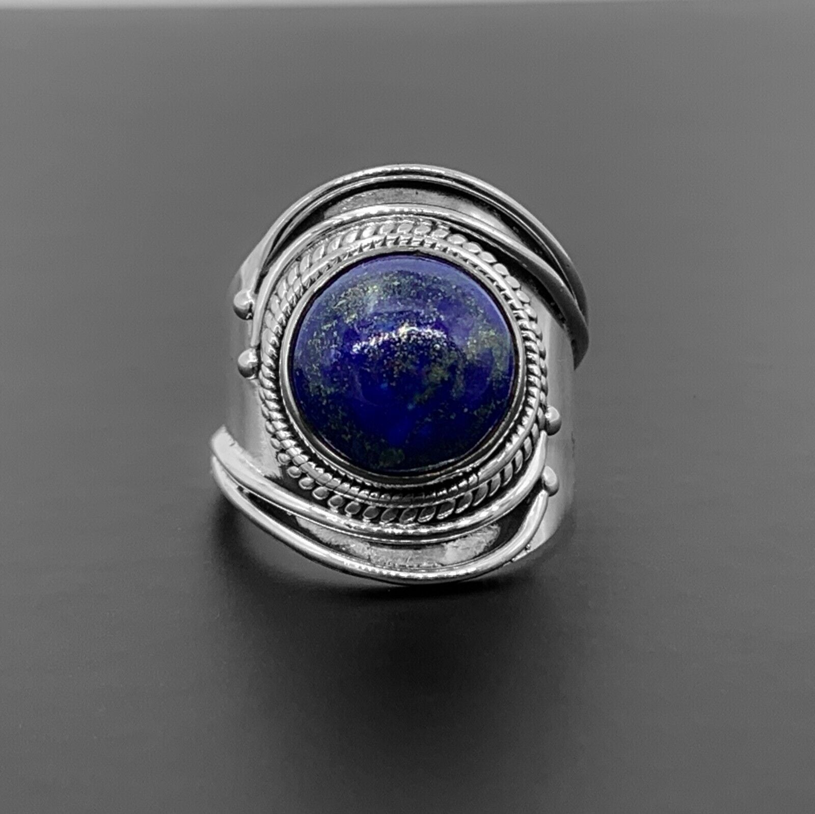 Lapis Lazuli Gemstone 925 Stamped Sterling Silver Ladies Ring Gemstone Jewellery