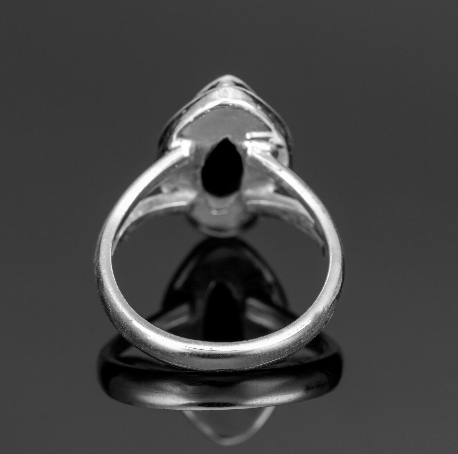 Marquise 925 Sterling Silver Ladies Onyx Ring Black Gemstone Jewellery Gift