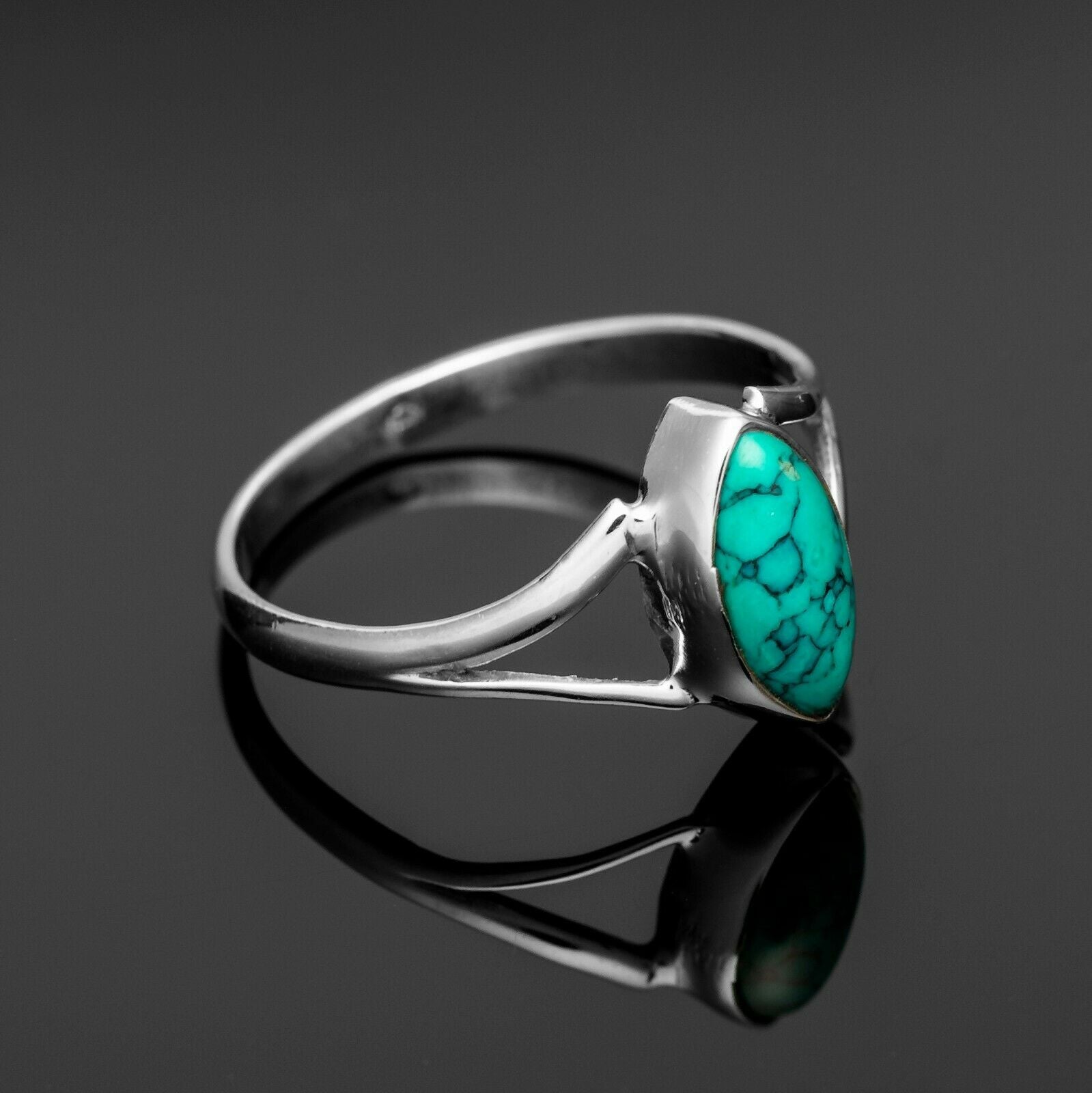 Marquise 925 Sterling Silver Ladies Turquoise Ring Gemstone Gift Boxed Jewellery