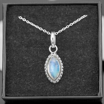 Marquise Moonstone Sterling Silver 925 Pendant Necklace Ladies Jewellery Gift