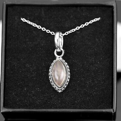 Marquise Pink Moonstone Sterling Silver 925 Pendant Necklace Ladies Jewellery