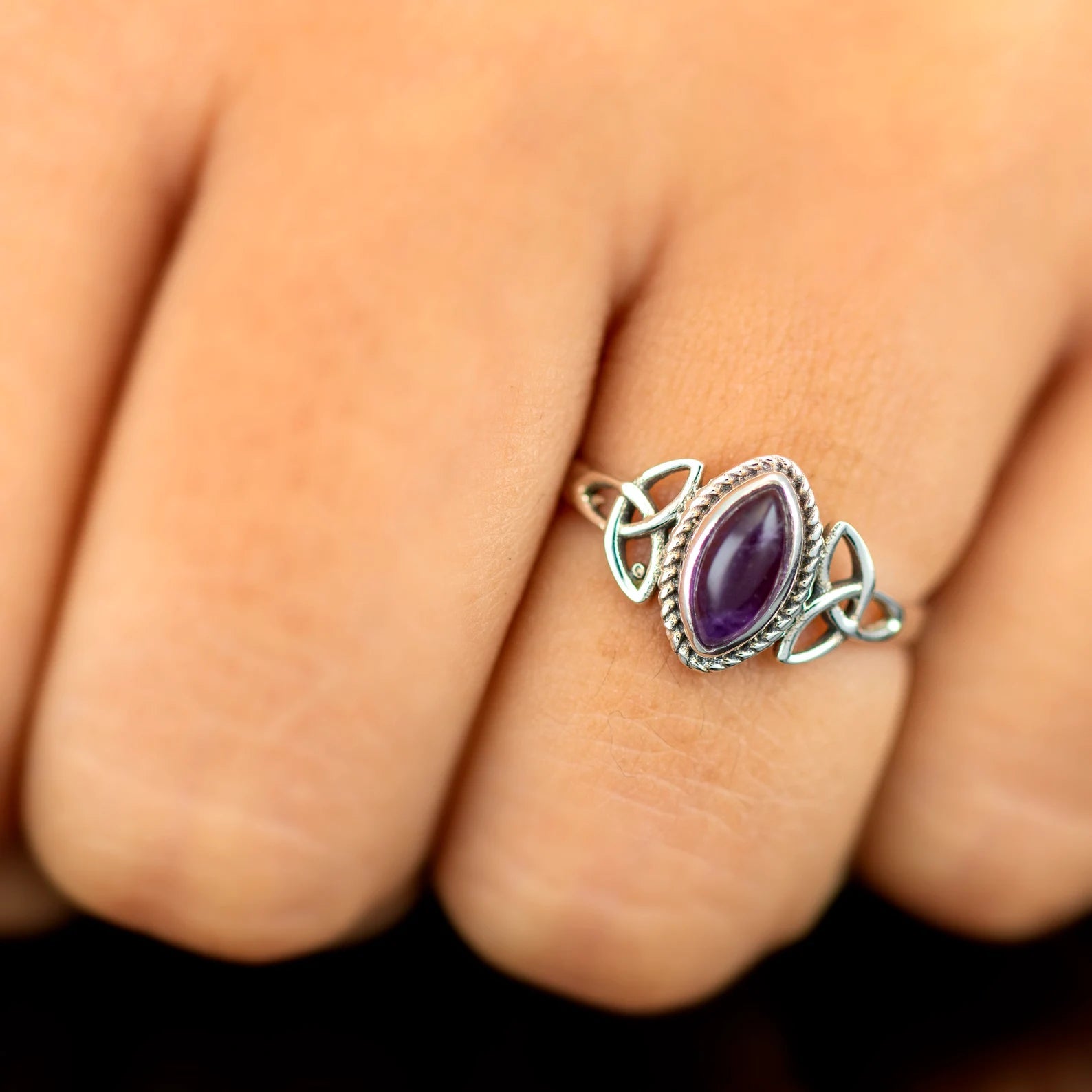 Marquise Purple Amethyst 925 Sterling Silver Gemstone Ladies Ring Jewellery Gift Boxed Jewelery