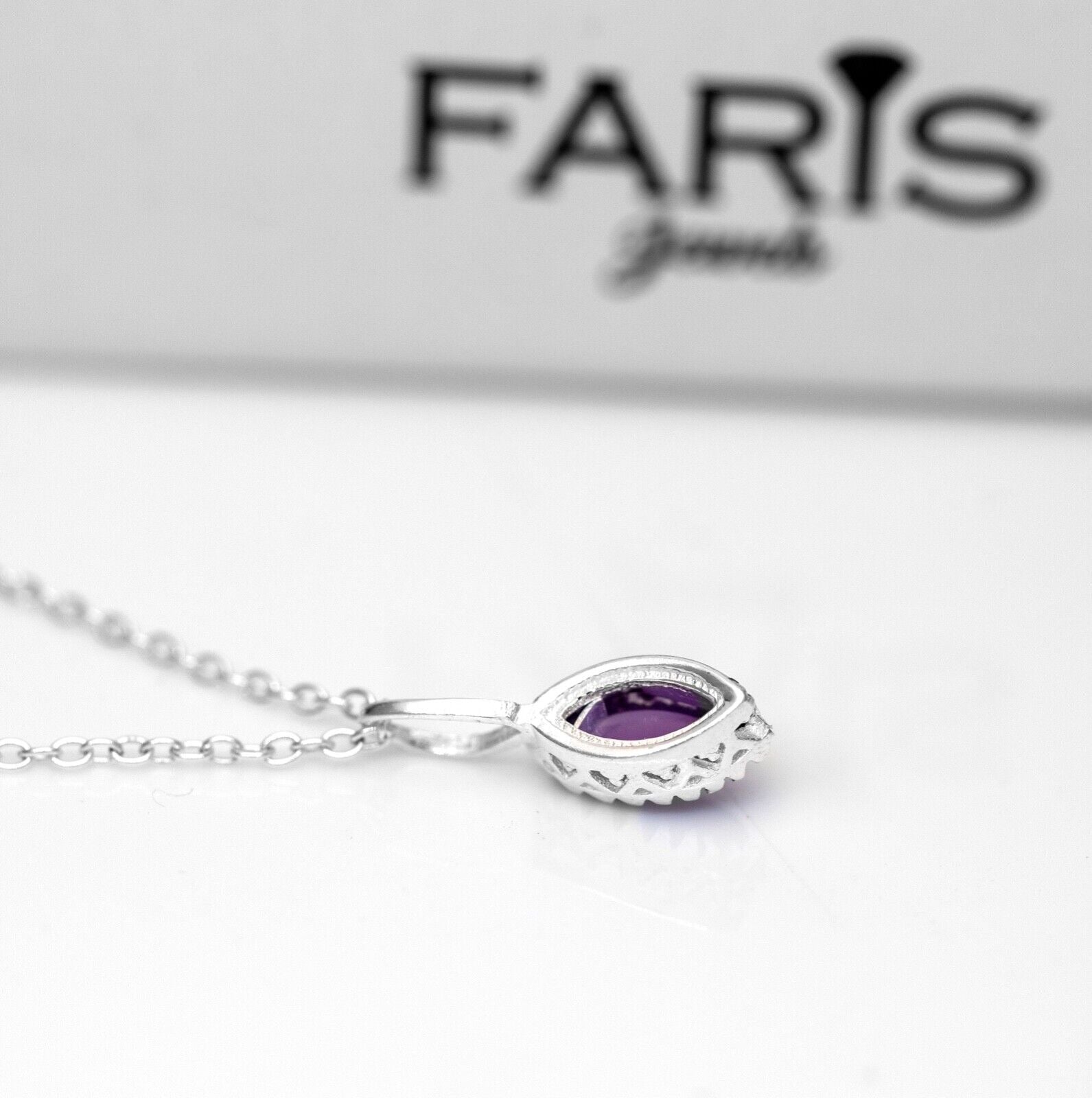Marquise Purple Amethyst Sterling Silver 925 Pendant Necklace Ladies Jewellery