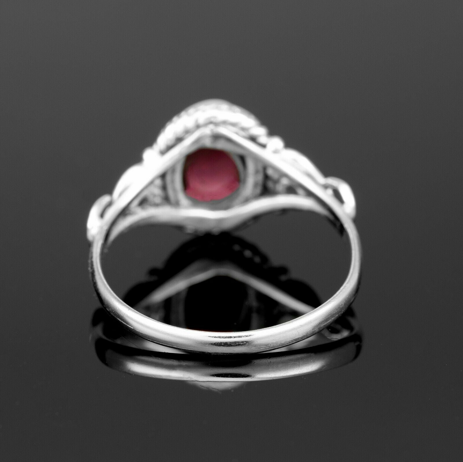 Oval Cut 925 Sterling Silver Ladies Red Garnet Ring Gemstone Jewellery Gift