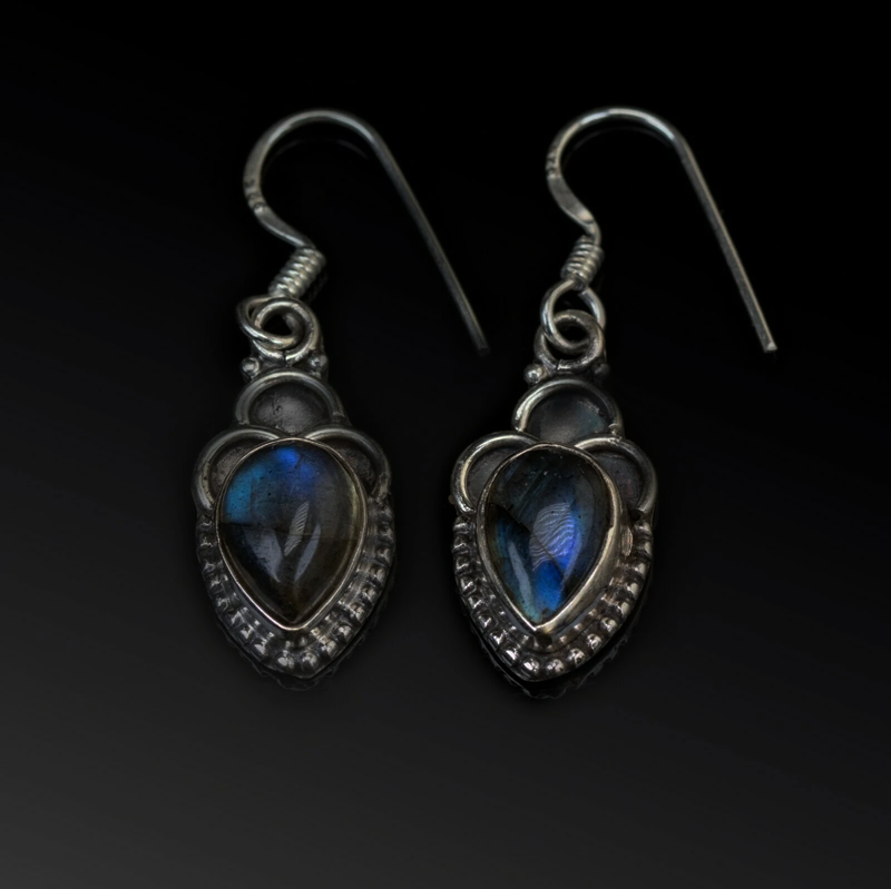 Pear Cut Labradorite 925 Sterling Silver Drop Earrings Gemstone Ladies Jewellery