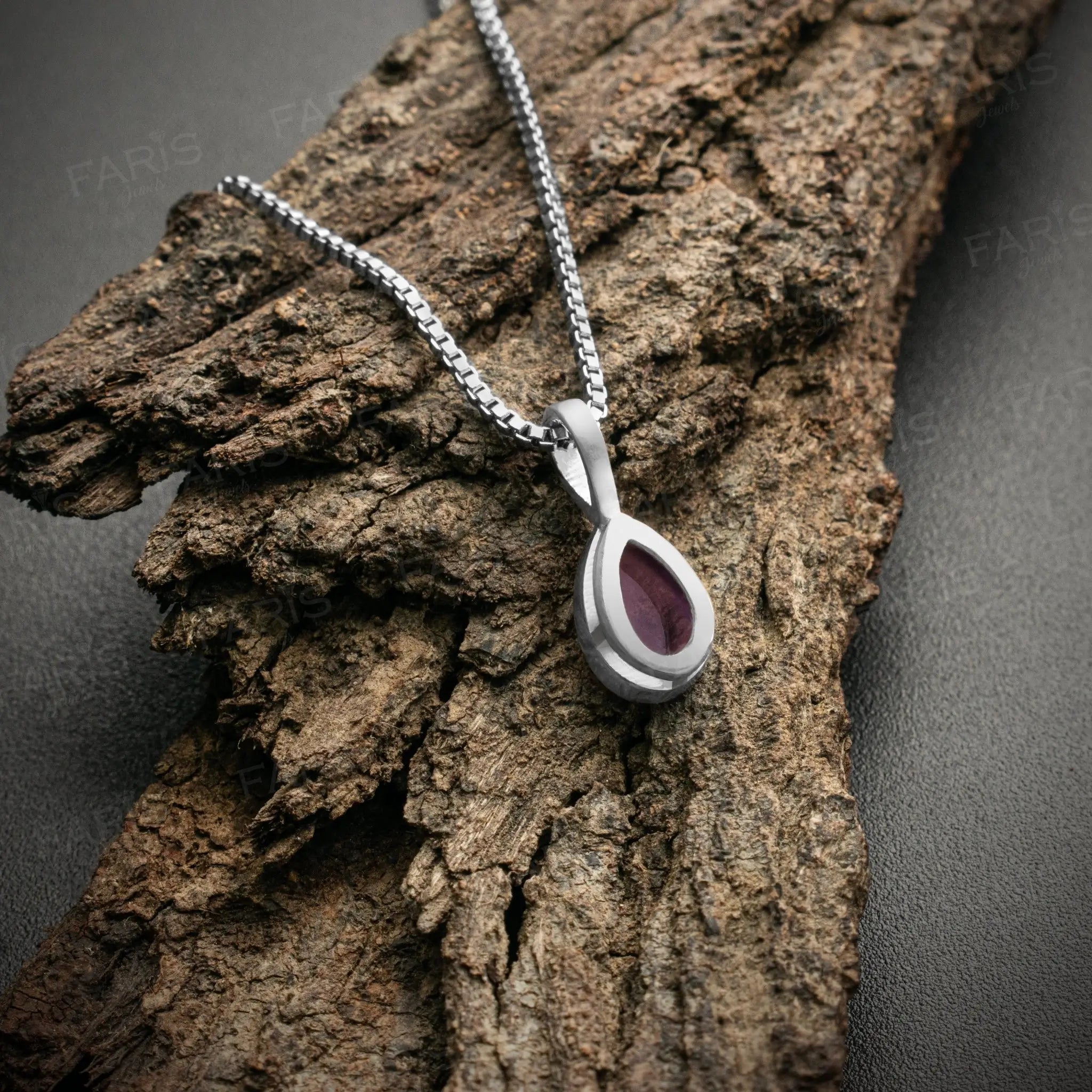 Sterling Silver Pear Cut Amethyst Gemstone Pendant Necklace Ladies Jewellery